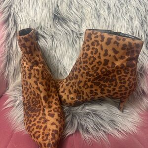SHEIN Brown Leopard Ankle Booties